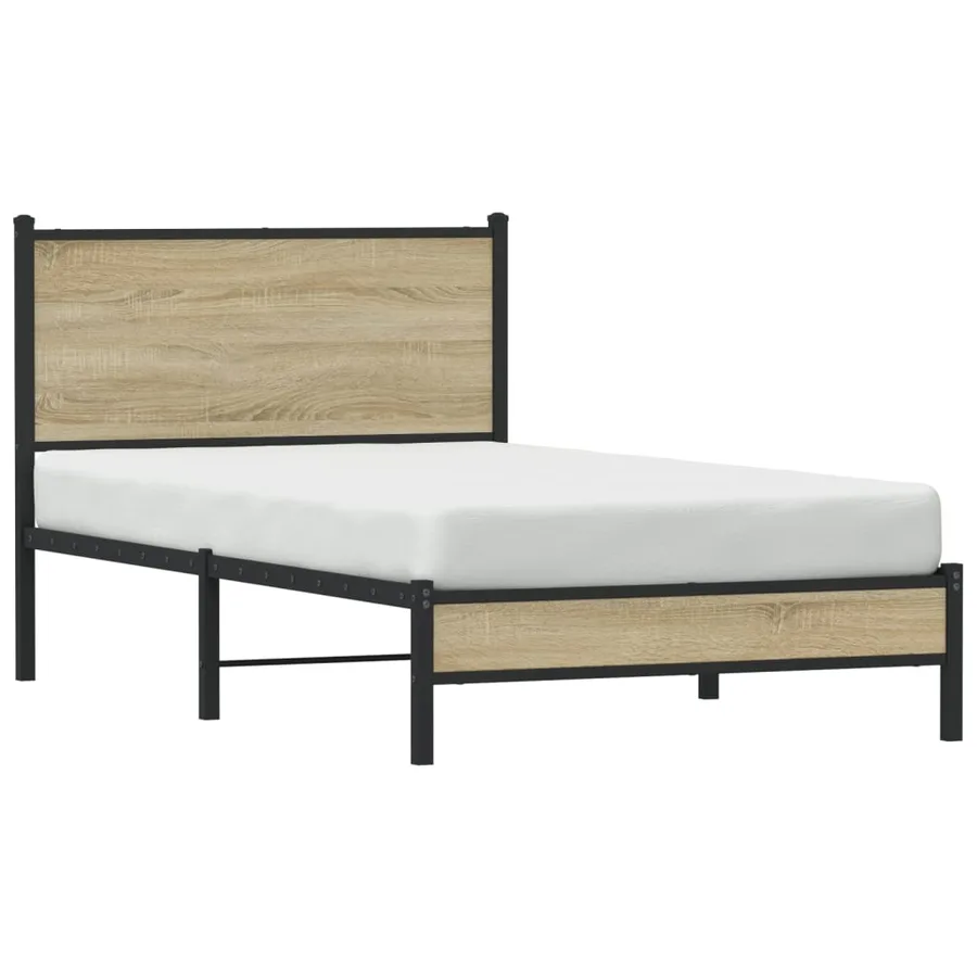 Cadre de lit en métal sans matelas chêne sonoma 100x200 cm - 4