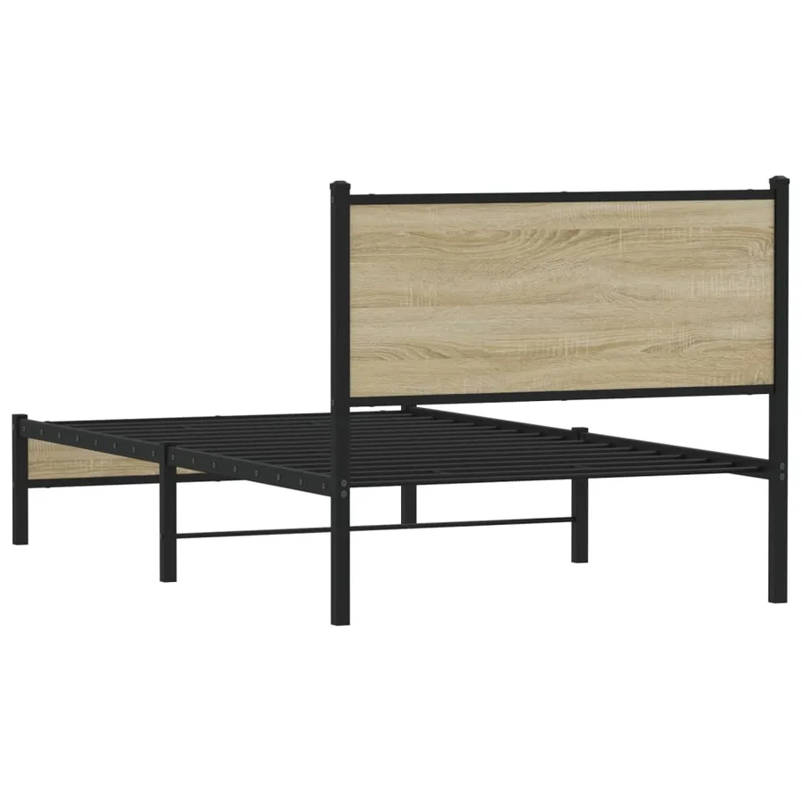 Cadre de lit en métal sans matelas chêne sonoma 100x200 cm - 7