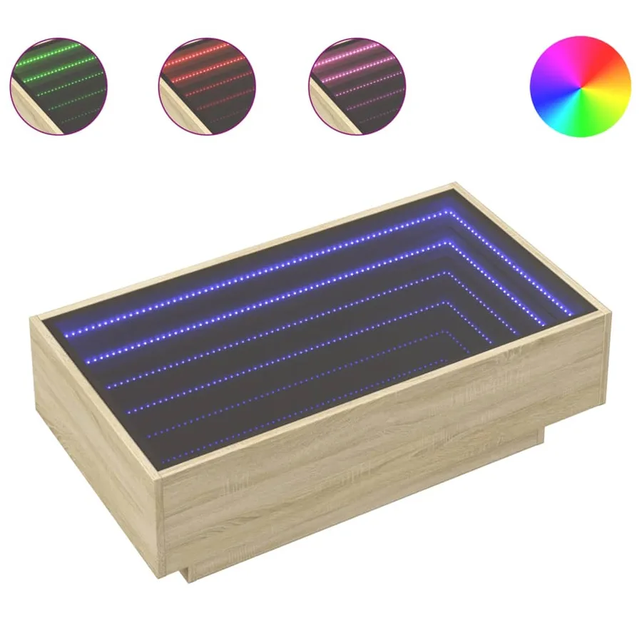 Table basse avec LED chêne sonoma 90x50x30 cm bois d'ingénierie - 2