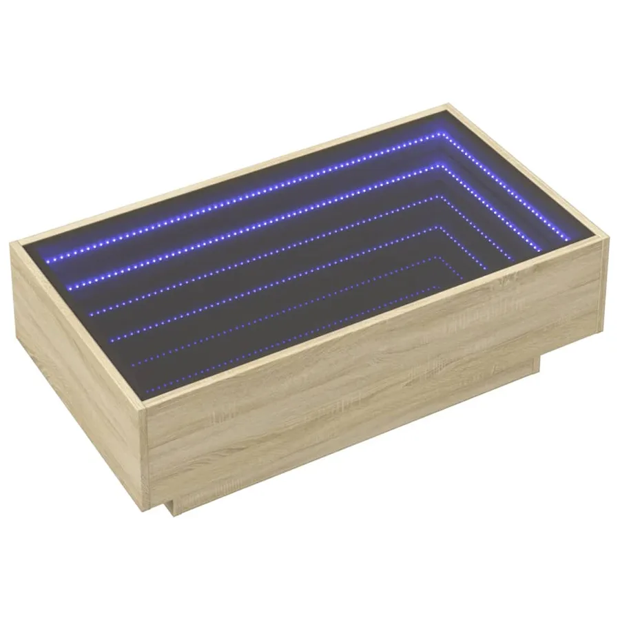 Table basse avec LED chêne sonoma 90x50x30 cm bois d'ingénierie - 3