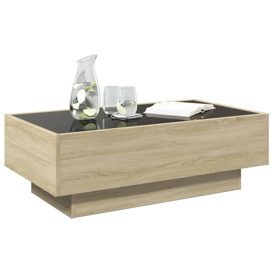 Table basse avec LED chêne sonoma 90x50x30 cm bois d'ingénierie - 5