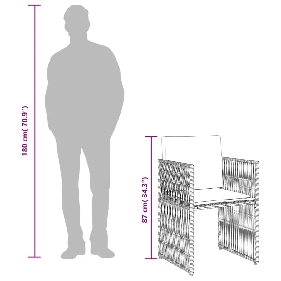 Ensemble à manger de jardin et coussins 7 pcs marron rotin - 13