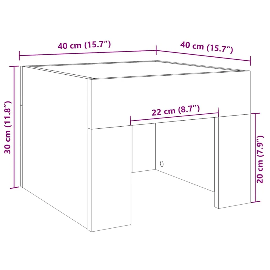 Table basse avec LED infini chêne sonoma 40x40x30 cm - 13