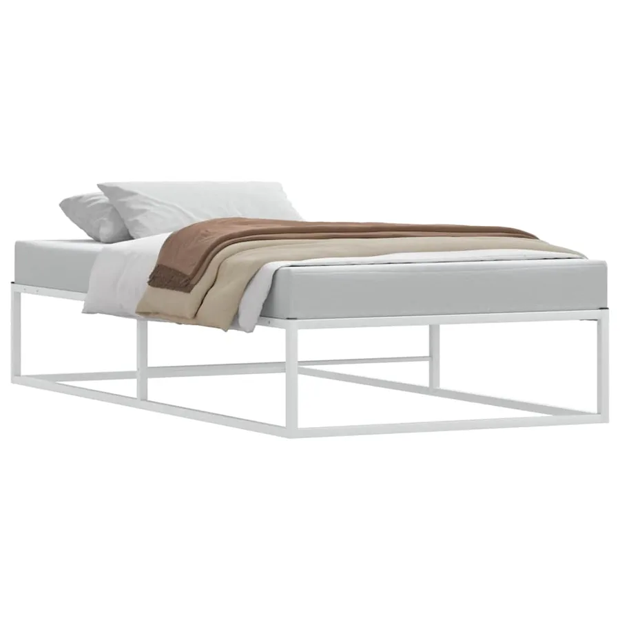 Cadre de lit sans matelas blanc 100x200 cm métal - 2