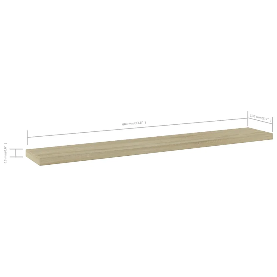 Panneau de bibliothèque 4pcs Chêne sonoma 60x10x1,5cm Aggloméré - 5