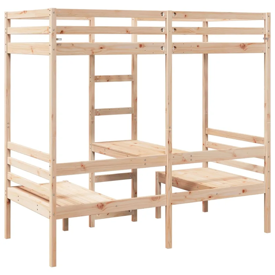 Lit mezzanine avec bureau et chaises 90x190 cm pin massif - 7