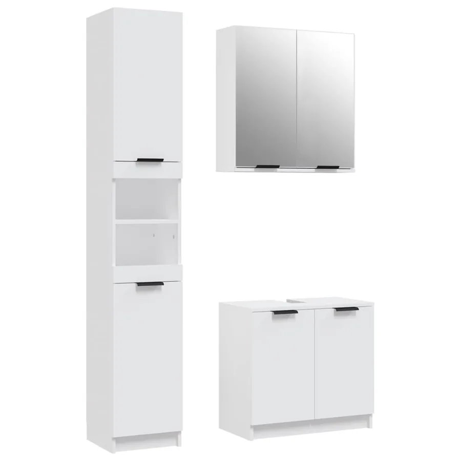 Ensemble d'armoires salle de bain 3 pcs blanc bois d'ingénierie - 2