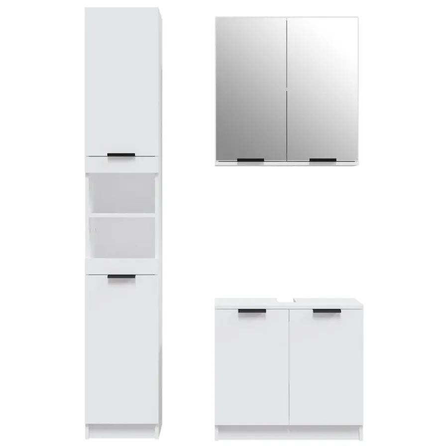 Ensemble d'armoires salle de bain 3 pcs blanc bois d'ingénierie - 5