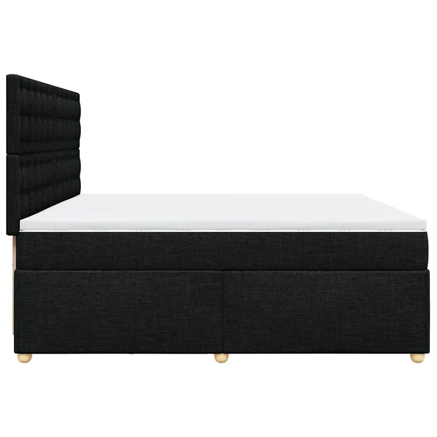 Sommier à lattes de lit avec matelas Noir 200x200 cm Tissu - 7