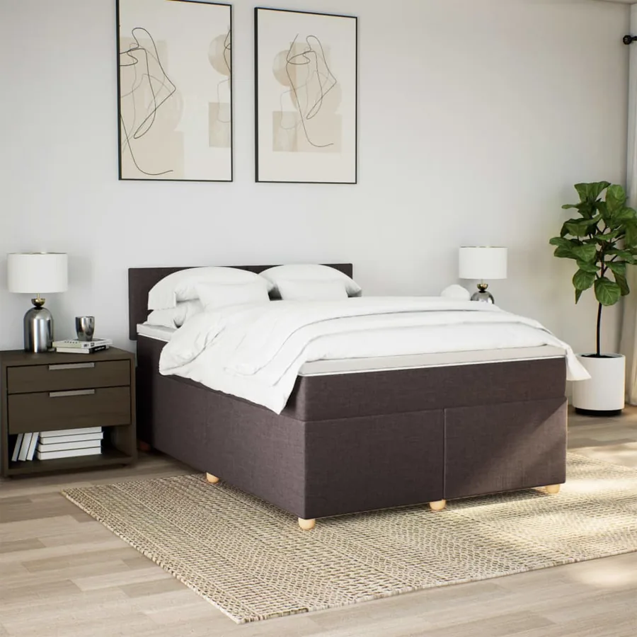 Sommier à lattes de lit avec matelas Marron foncé 140x200 cm - 4