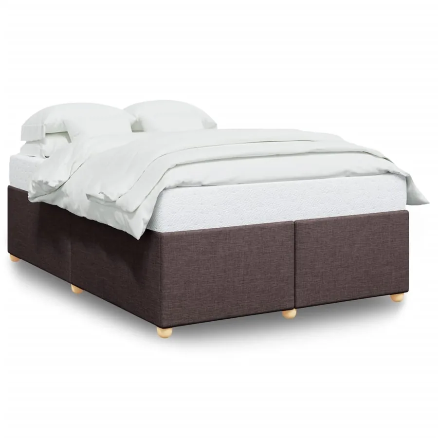 Cadre de lit sans matelas marron foncé 140x200 cm tissu - 2