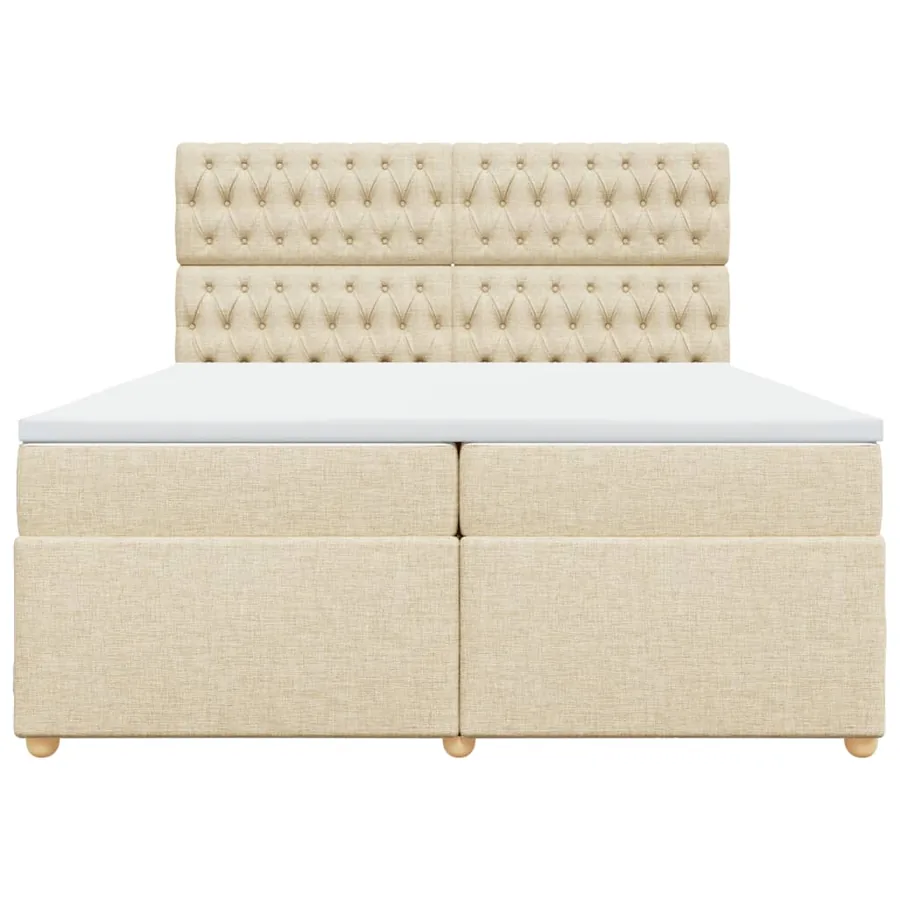 Sommier à lattes de lit avec matelas Crème 200x200 cm Tissu - 6