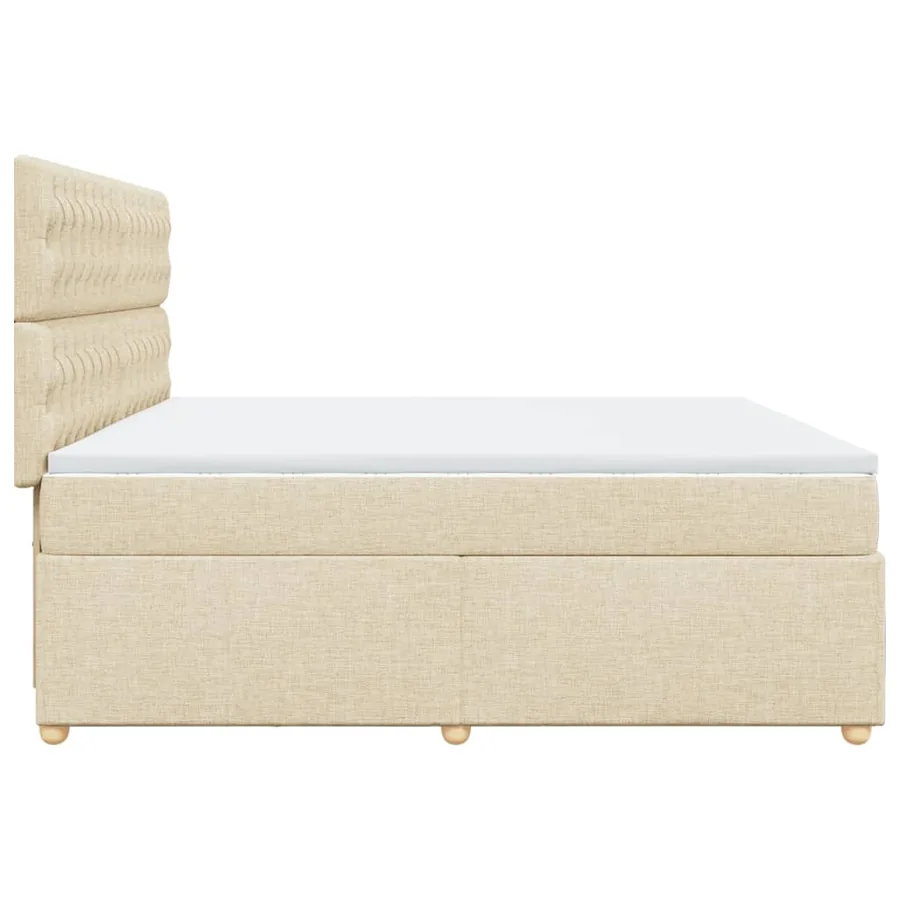 Sommier à lattes de lit avec matelas Crème 200x200 cm Tissu - 5