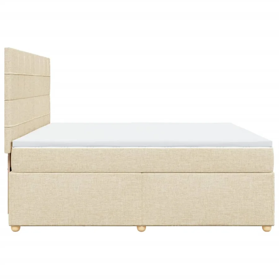 Sommier à lattes de lit avec matelas Crème 200x200 cm Tissu - 5