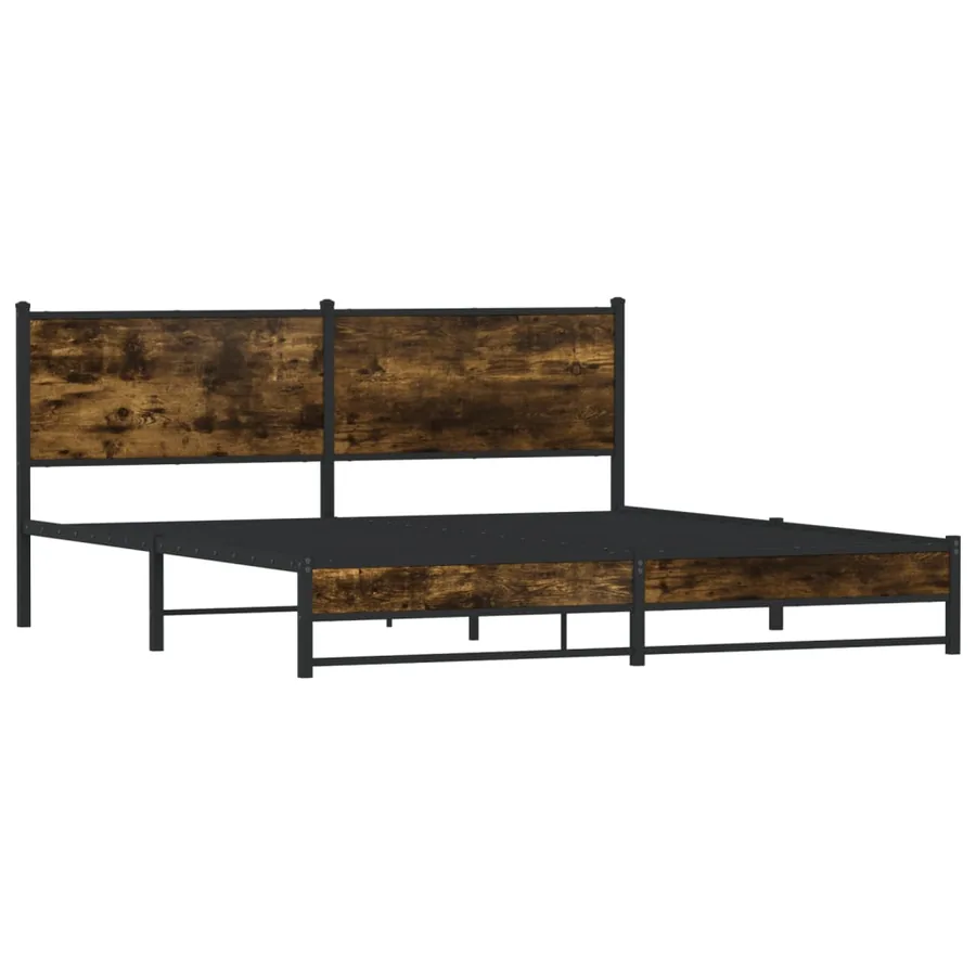 Cadre de lit en métal sans matelas chêne fumé 160x200 cm - 3