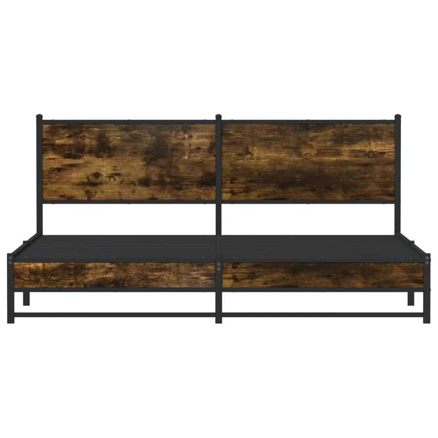 Cadre de lit en métal sans matelas chêne fumé 160x200 cm - 5
