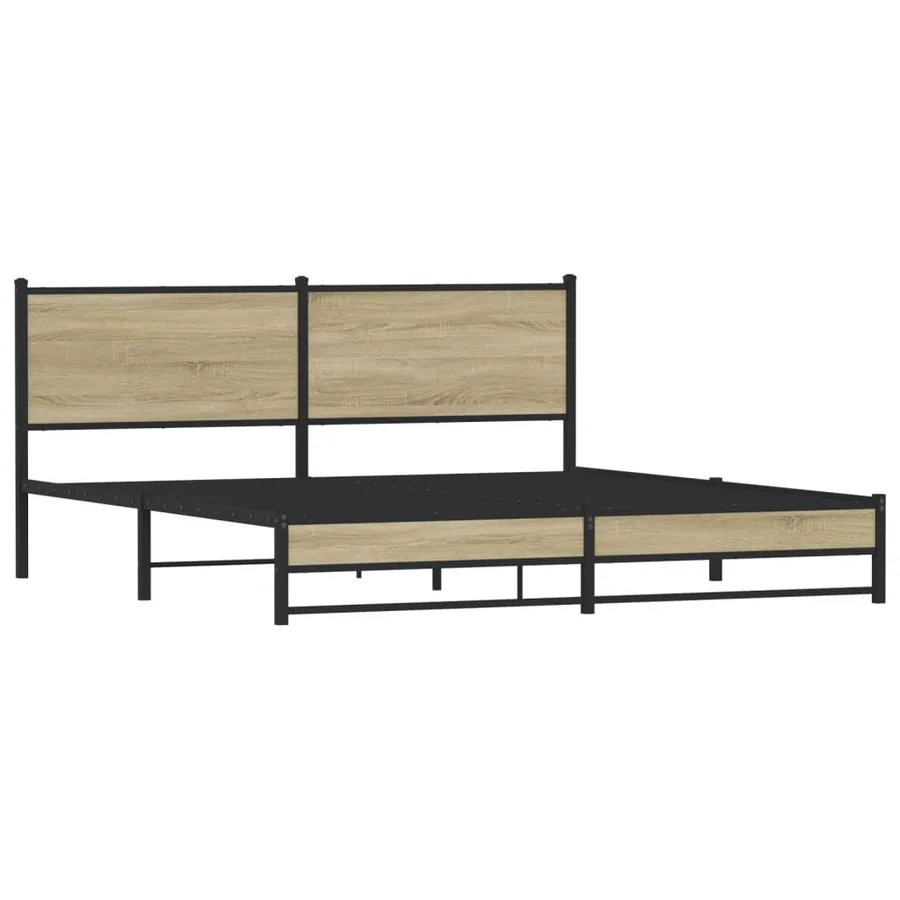 Cadre de lit en métal sans matelas chêne sonoma 160x200 cm - 3