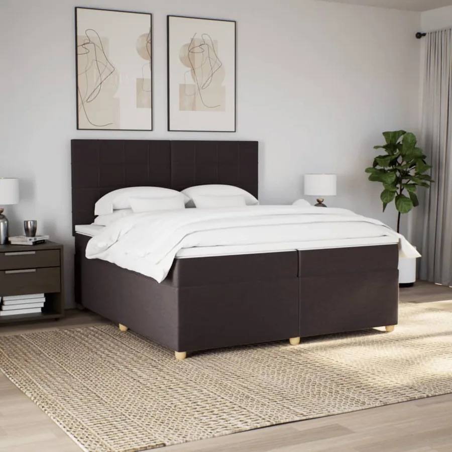 Sommier à lattes de lit avec matelas Marron foncé 200x200 cm - 4