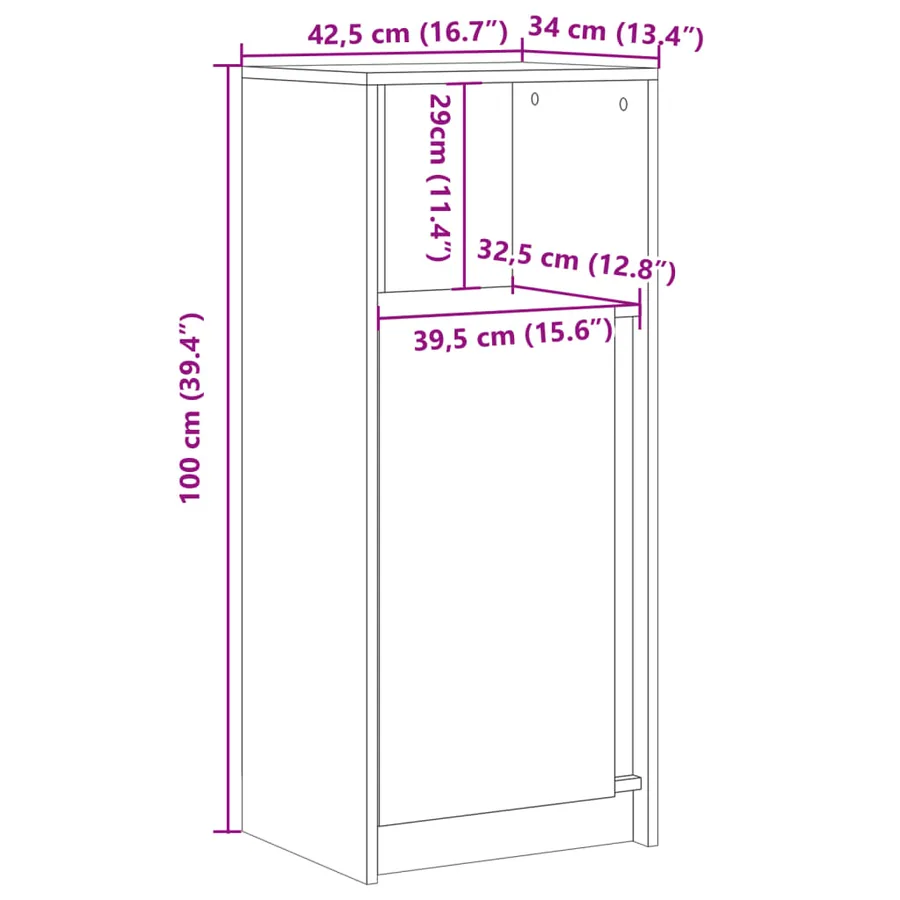 Buffet avec LED chêne sonoma 42,5x34x100 cm bois d'ingénierie - 15