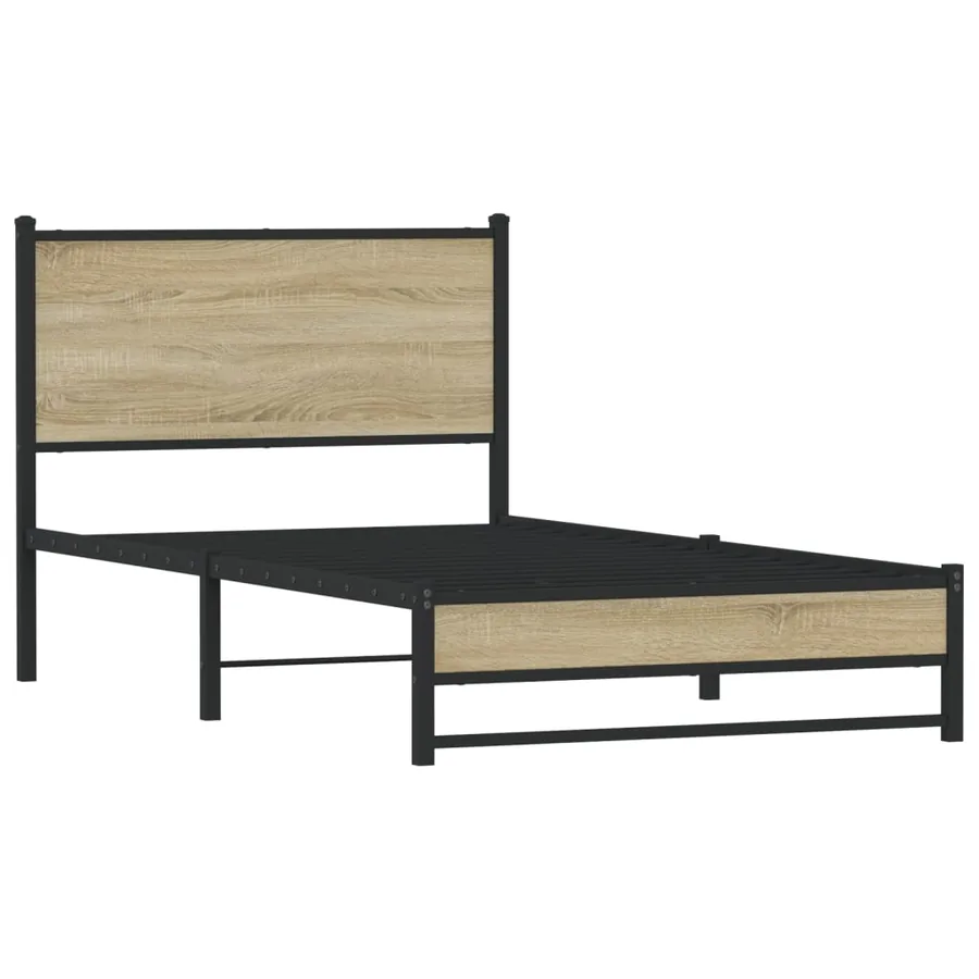 Cadre de lit en métal sans matelas chêne sonoma 100x190 cm - 3