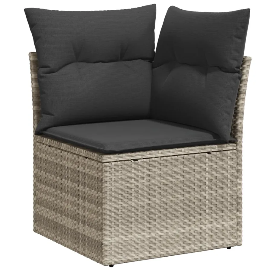 Salon de jardin 9 pcs avec coussins gris clair résine tressée - 5