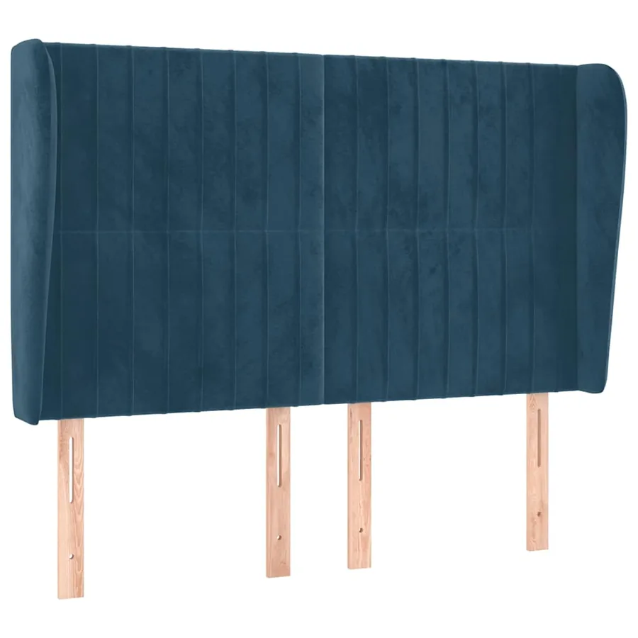 Tête de lit avec oreilles Bleu foncé 147x23x118/128 cm Velours - 2