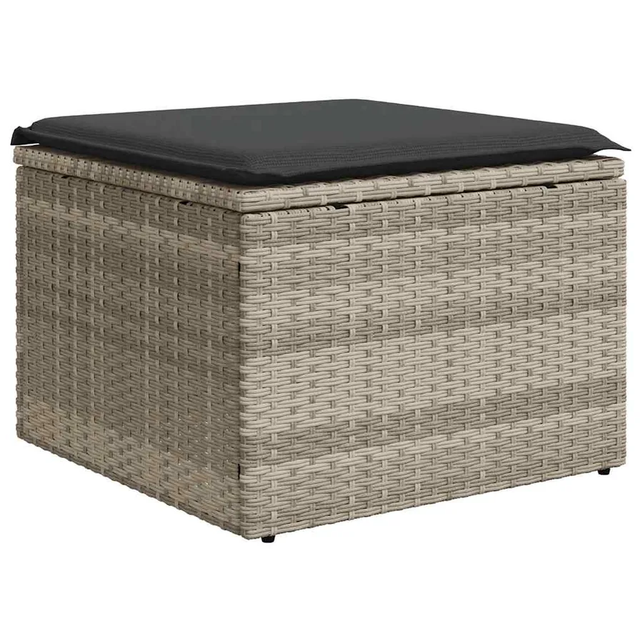 Salon de jardin 8 pcs avec coussins gris clair résine tressée - 8