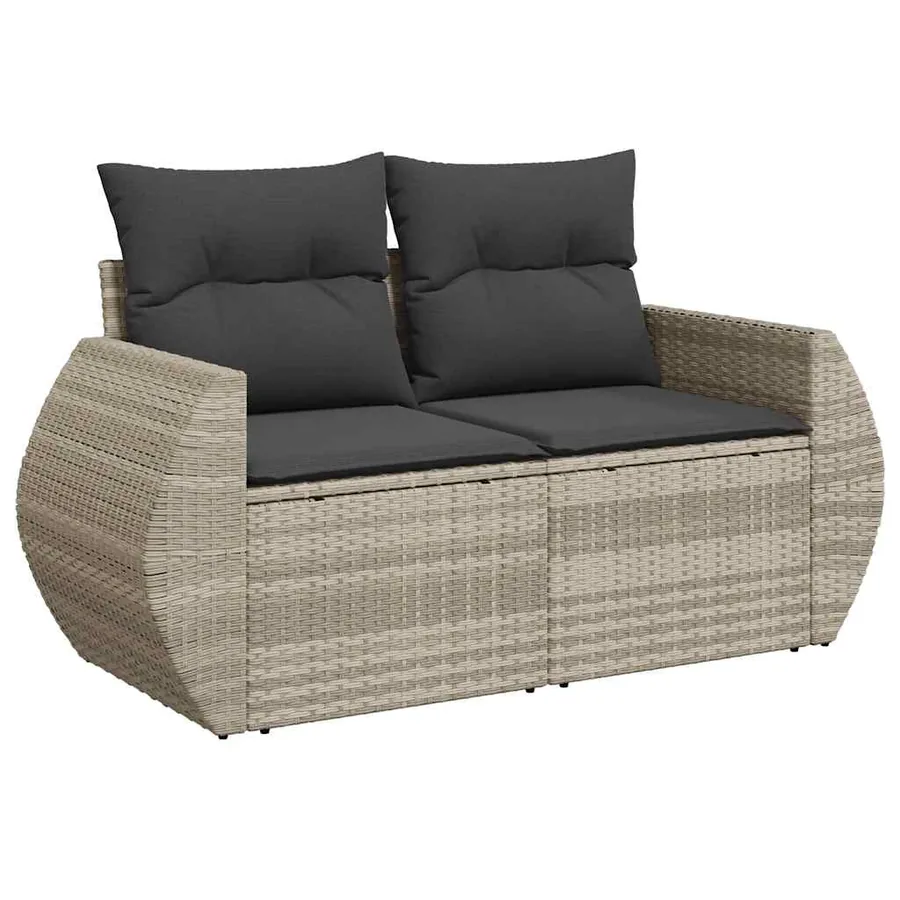 Salon de jardin avec coussins 7 pcs gris clair résine tressée - 5