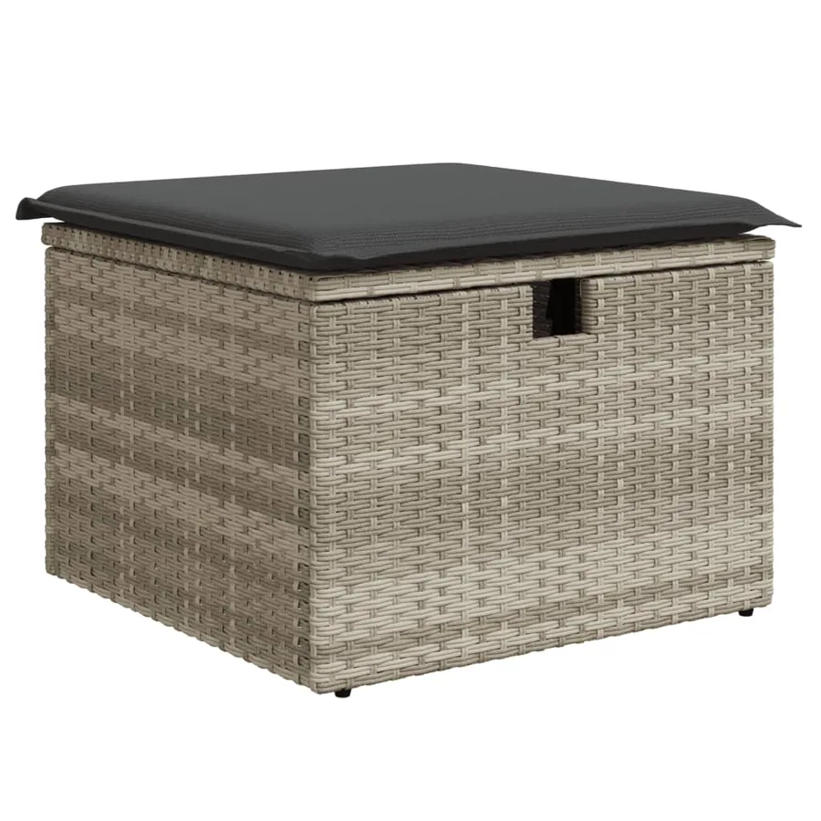 Salon de jardin 9 pcs avec coussins gris clair résine tressée - 6