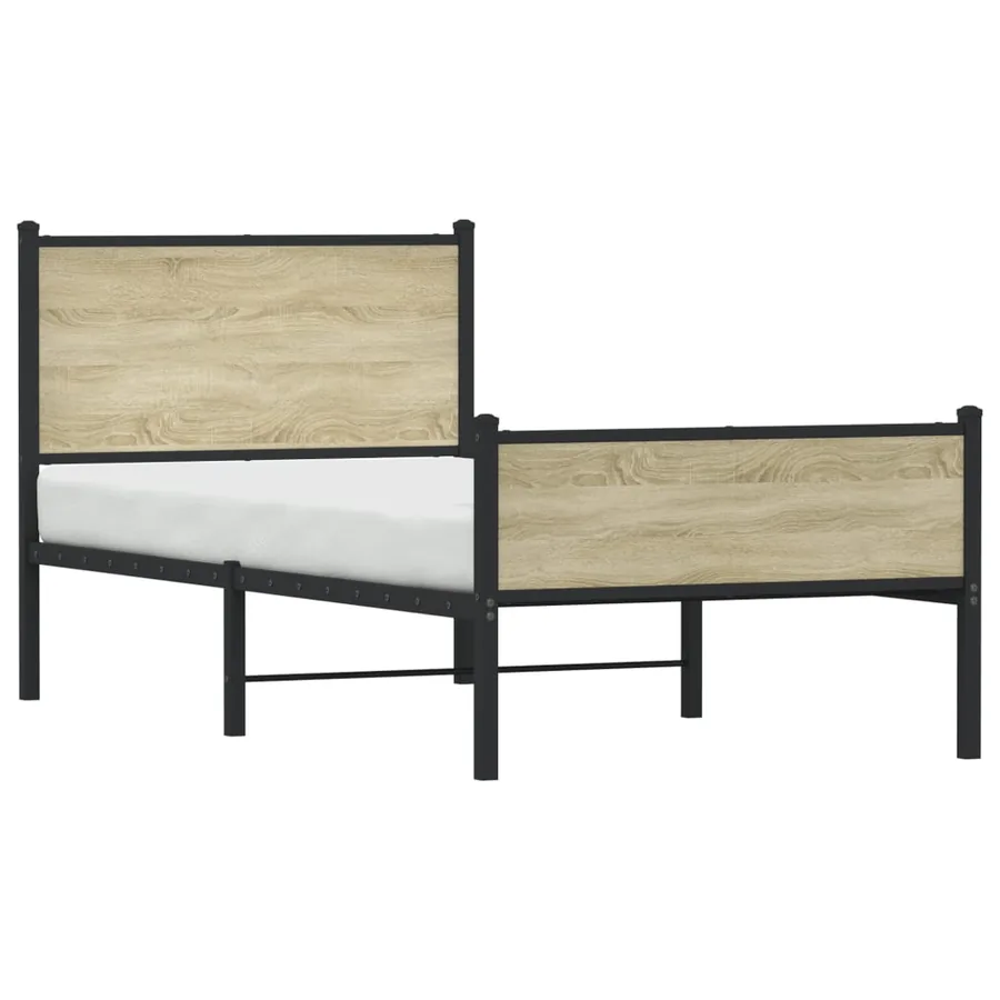 Cadre de lit en métal sans matelas chêne sonoma 75x190 cm - 4