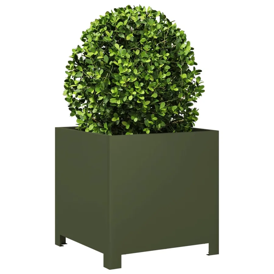 Jardinière vert olive 40x40x40 cm acier - 3