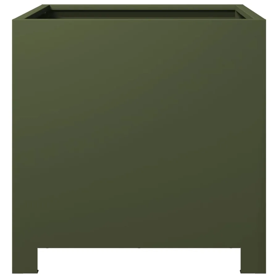 Jardinière vert olive 40x40x40 cm acier - 4