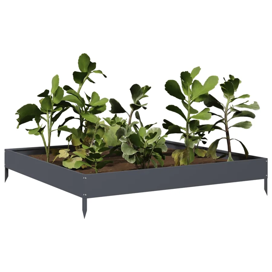 Lit surélevé de jardin anthracite 100x100x18,5 cm acier - 3