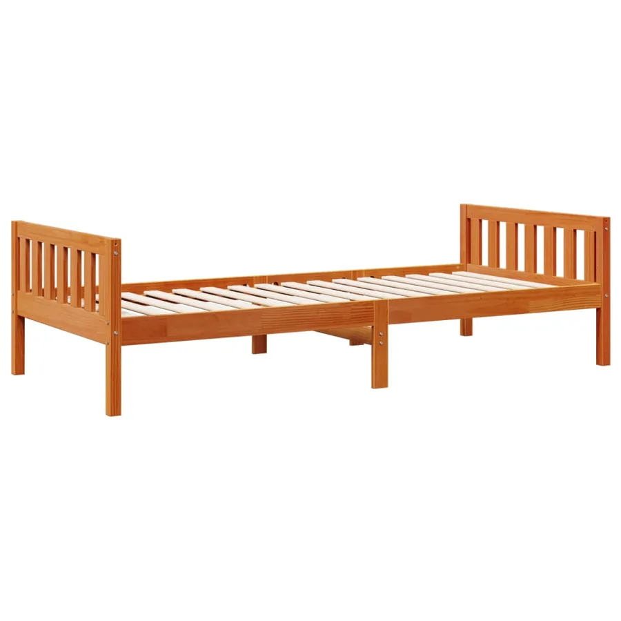 Lit pour enfants sans matelas cire marron 90x200 cm pin massif - 7