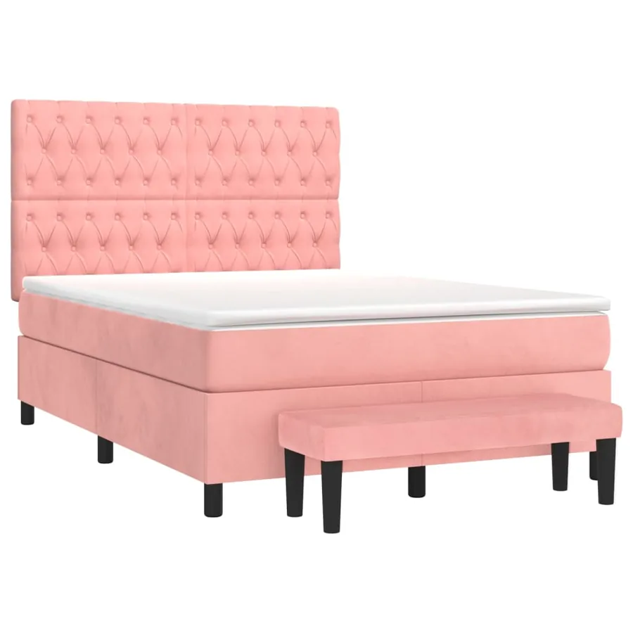 Sommier à lattes de lit avec matelas Rose 140x200 cm Velours - 3