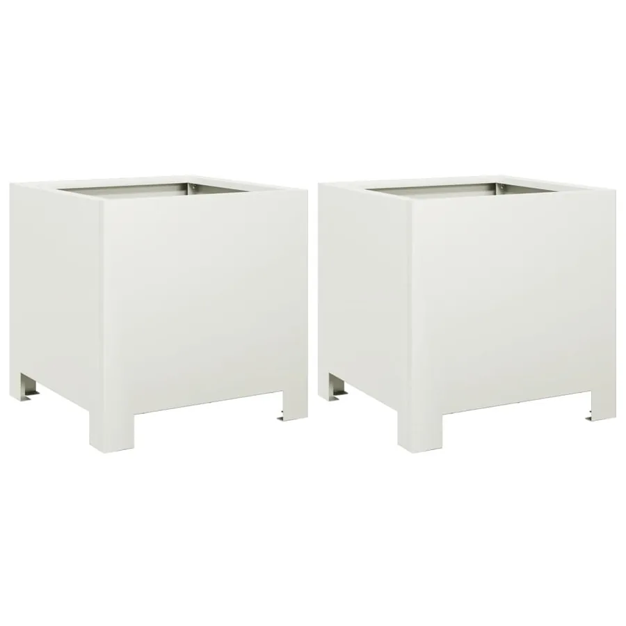 Jardinières 2 pcs blanc 30x30x30 cm acier - 2