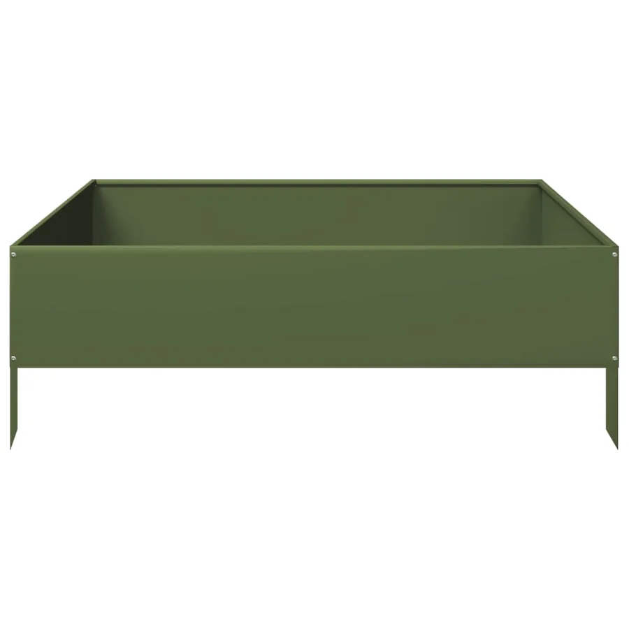 Lit surélevé de jardin vert olive 100x100x33,5 cm acier - 5