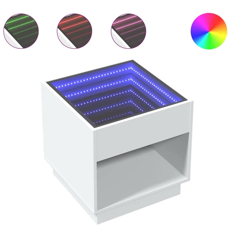 Table basse avec LED infini blanc 50x50x50 cm - 2