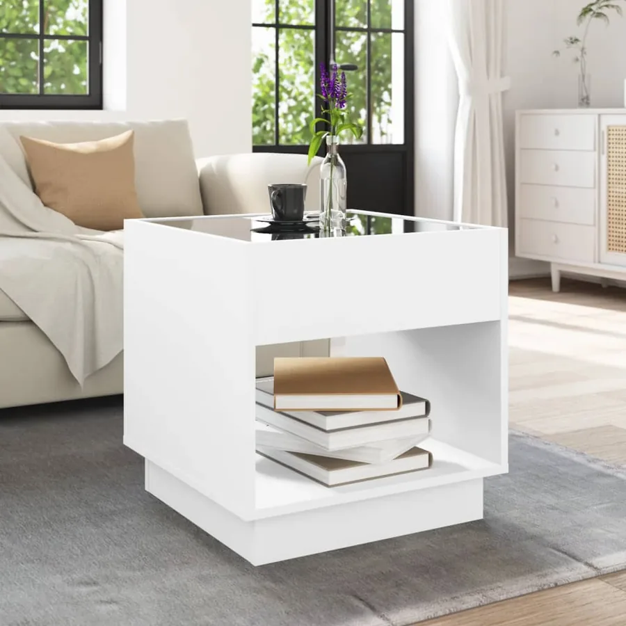 Table basse avec LED infini blanc 50x50x50 cm - 4