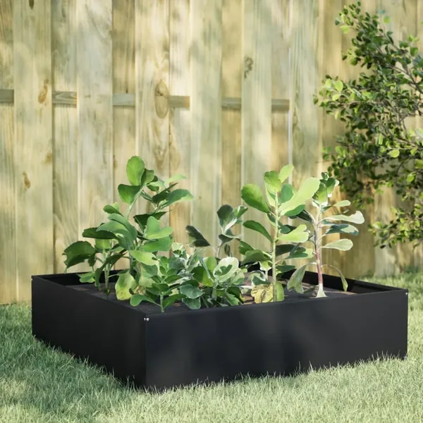 Lit surélevé de jardin noir 100x100x41 cm acier