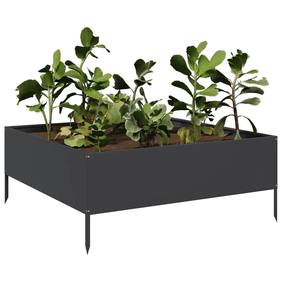 Lit surélevé de jardin noir 100x100x41 cm acier - 3