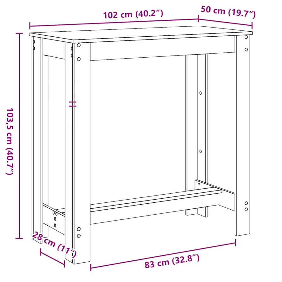Table de bar chêne sonoma 102x50x103,5 cm bois d'ingénierie - 9