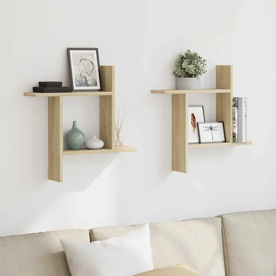 Étagères murales 2pcs chêne sonoma 50x12x50cm bois d'ingénierie
