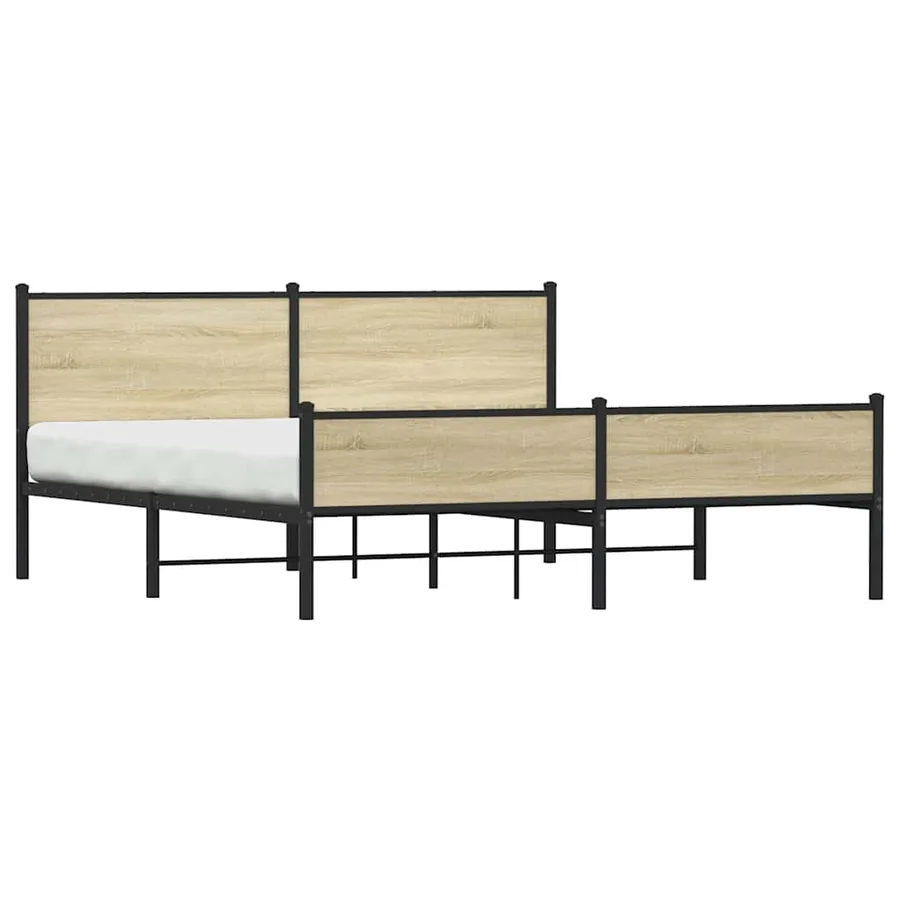 Cadre de lit en métal sans matelas chêne sonoma 160x200 cm - 3