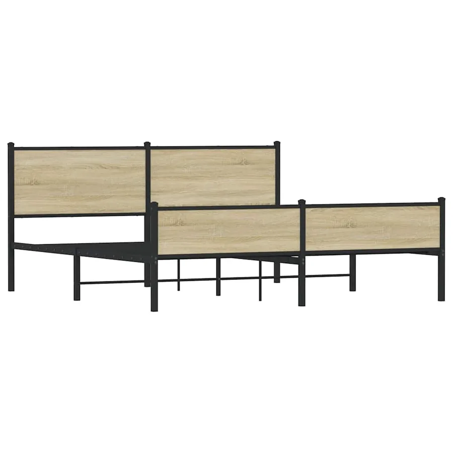 Cadre de lit en métal sans matelas chêne sonoma 160x200 cm - 4