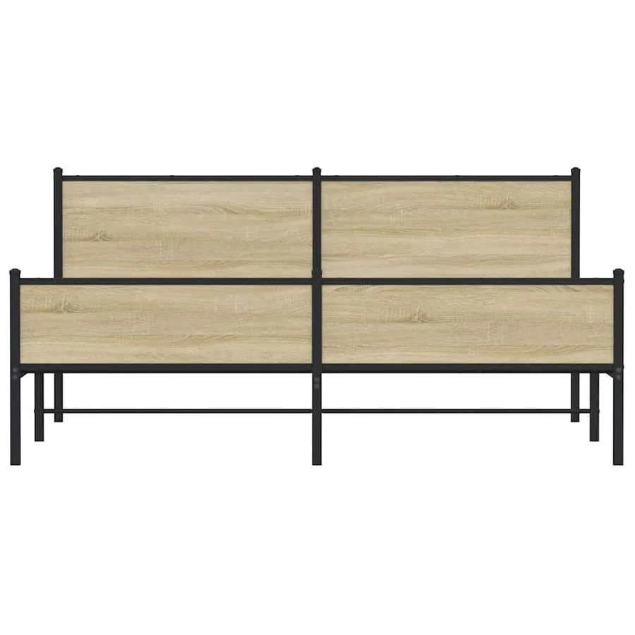 Cadre de lit en métal sans matelas chêne sonoma 160x200 cm - 5