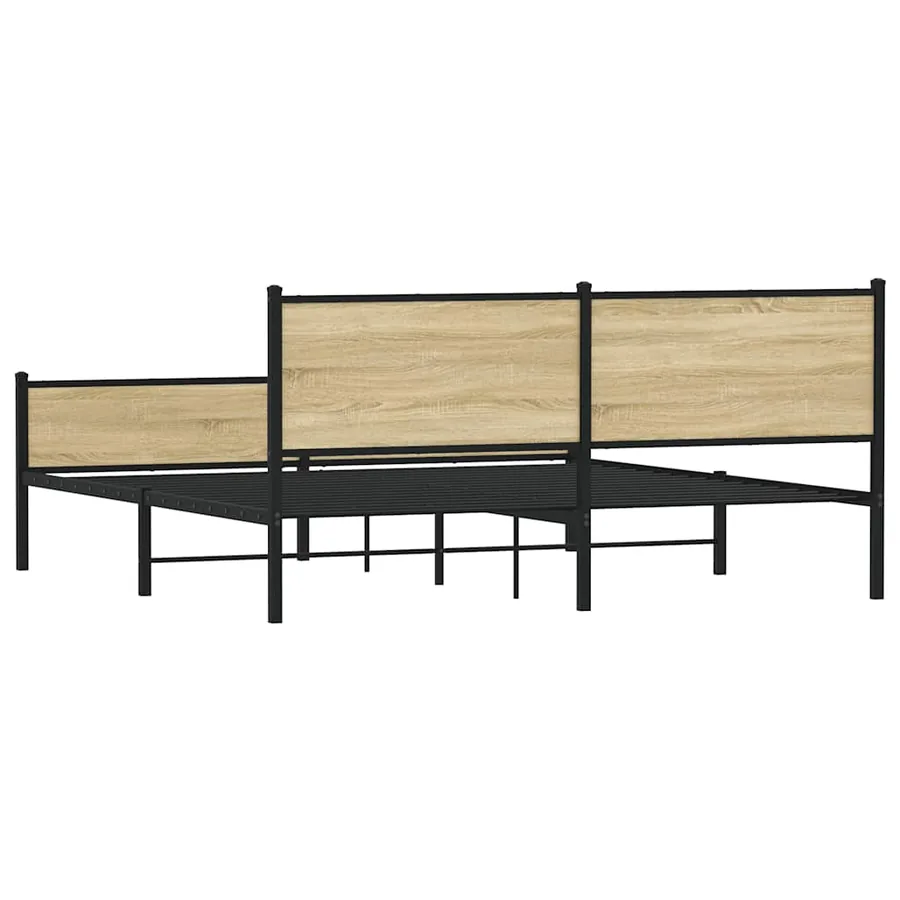 Cadre de lit en métal sans matelas chêne sonoma 160x200 cm - 7