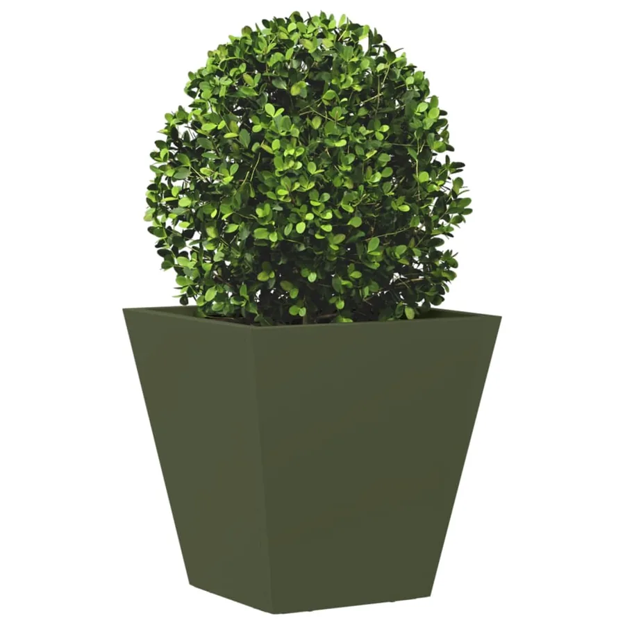 Jardinière vert olive 30x30x30 cm acier - 3