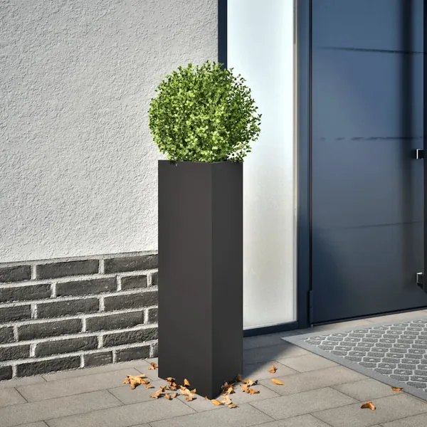 Jardinière noir triangulaire 30x26x75 cm acier
