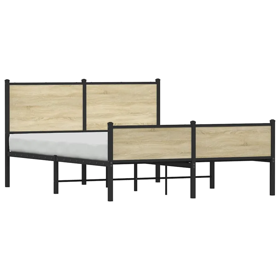 Cadre de lit en métal sans matelas chêne sonoma 150x200 cm - 3